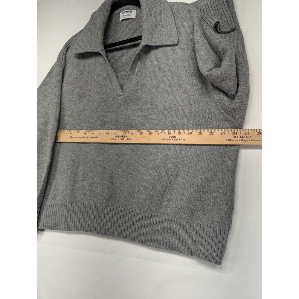 Old Navy Gray Collared Pullover Sweater Oversized… - image 5